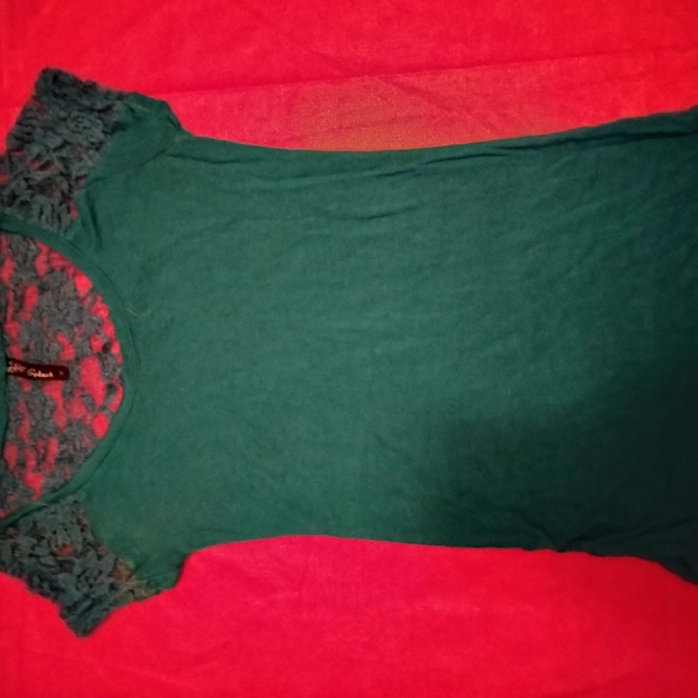 Teal Lace Sleeve Top